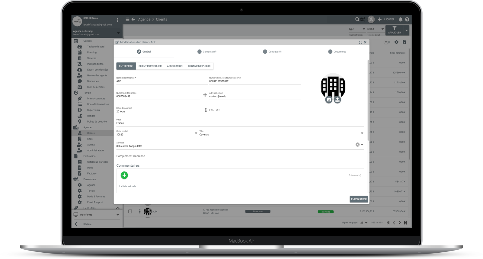 logiciel gestion client société de sécurité privée