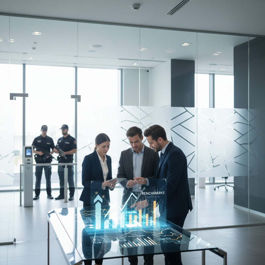 Métriques clés et références sectorielles pour évaluer votre sécurité privée. - sécurité privée, benchmarks, performance